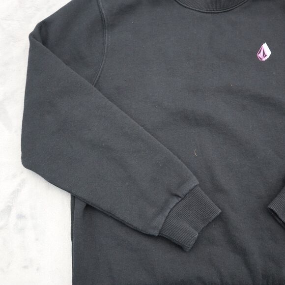 Volcom Sweater Boys L Black Crew Neck Long Sleeve Banded Cuffs Pullover Top - Picture 10 of 16